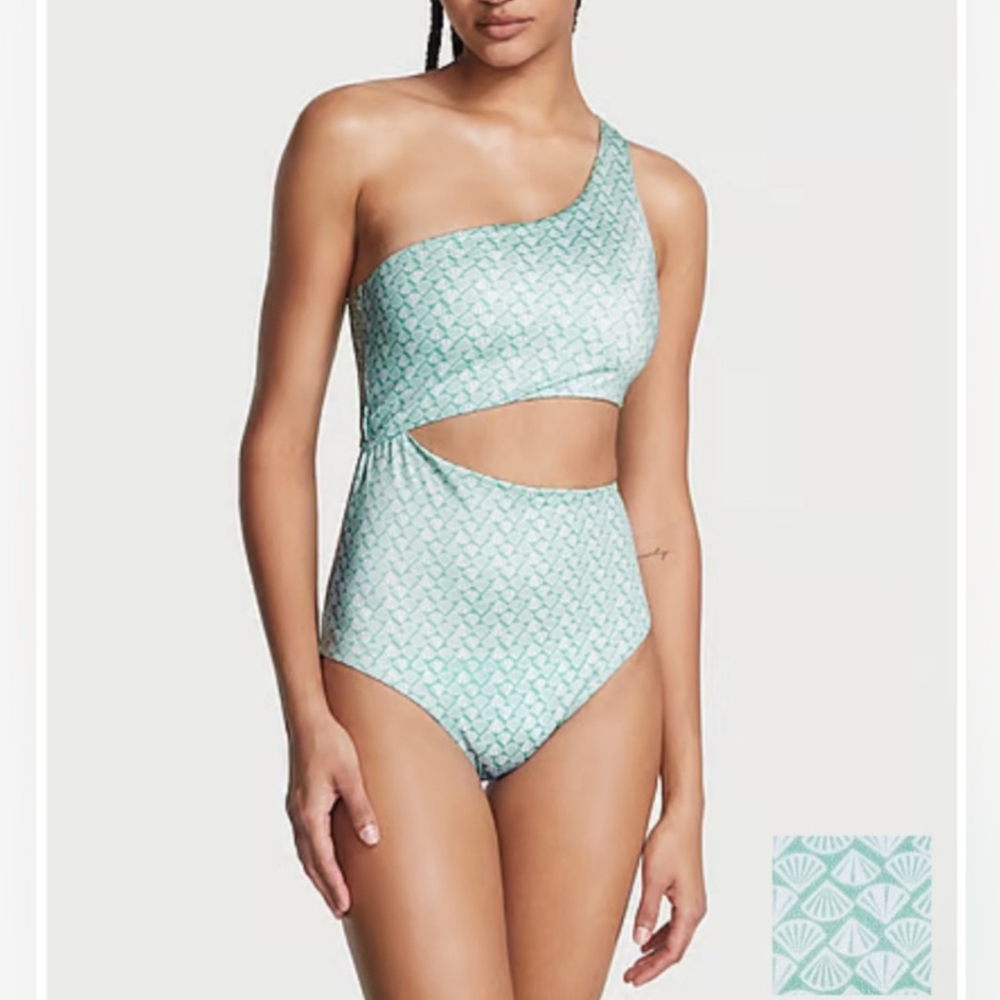 NWOT Victoria's Secret One Shoulder Swimsuit in Seafoam Green, Size Large